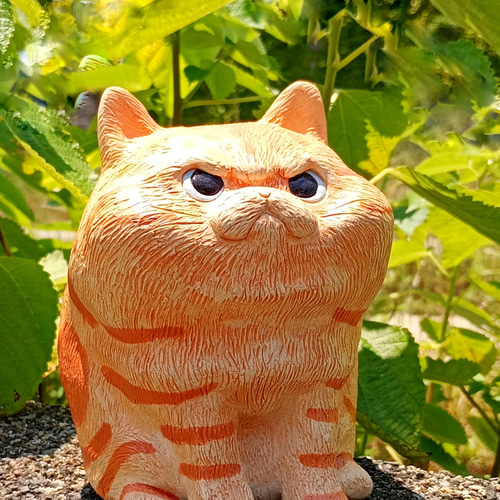 猫 置物 陶器 大きな猫置物 H15cm 動物の陶器 受注制作 その他置物 工房