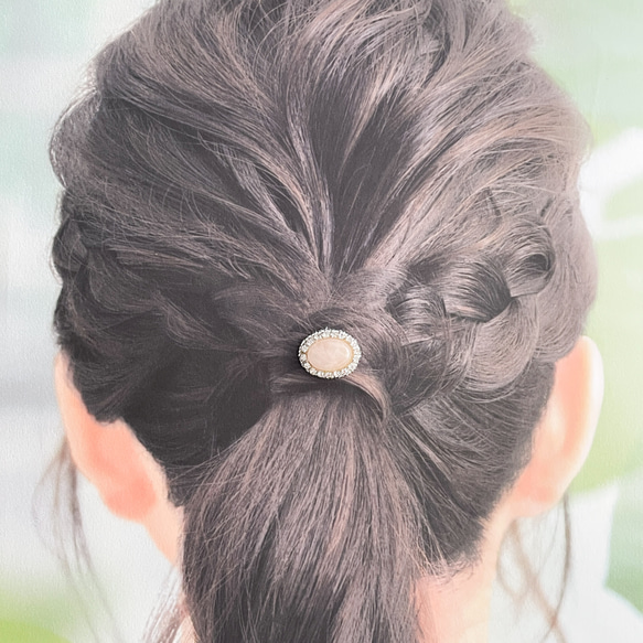 ローズクォーツのヘアゴム 3枚目の画像