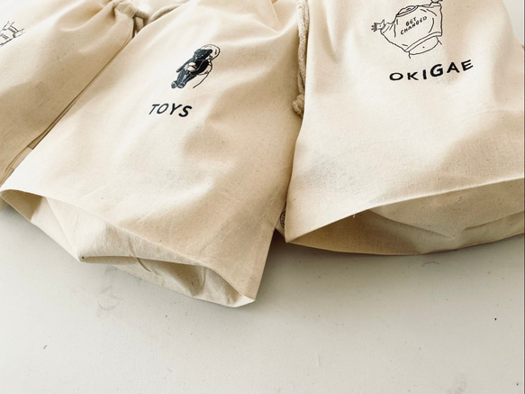 【 BABY 】 巾着袋 4点セット ｜ オムツポーチ ｜ お着替え袋 3枚目の画像