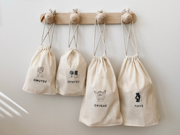 【 BABY 】 巾着袋 4点セット ｜ オムツポーチ ｜ お着替え袋 16枚目の画像