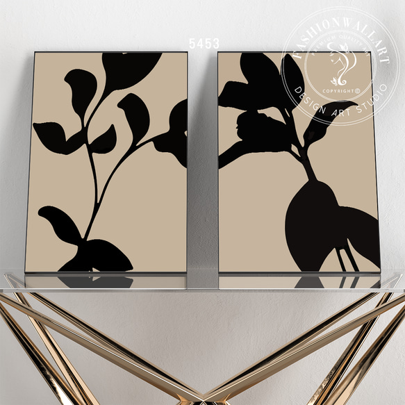 アートポスター 植物 シルエット ブラック ベージュ ボタニカル 北欧風