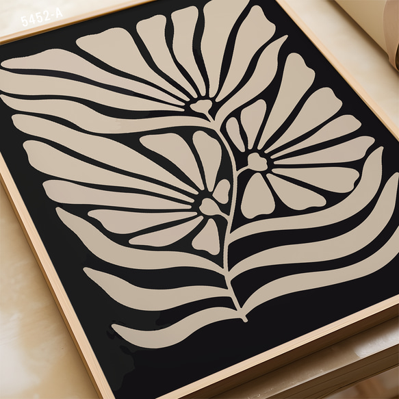 アートポスター モダン 植物モチーフ ブラックとベージュの調和 2枚セット 5452 3枚目の画像