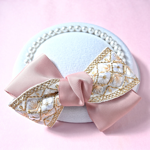 リボンのトーク帽 白色 ホワイト パール 普段着物 カジュアル着物 和装