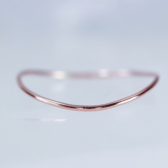 [PG]06mm超細波浪戒指14kgf/金色精緻戒指防過敏粉紅粉金 第1張的照片