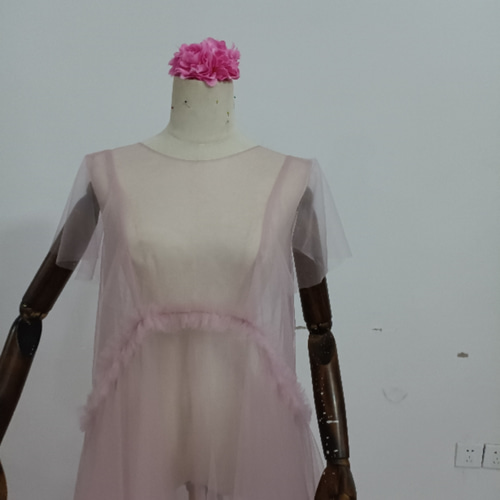 可愛い くすみピンク 妊婦ドレス マタニティ 写真撮影 シースルー  