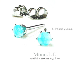 アマゾナイト 〜天の河の石〜 のプチスタッドピアス　サージカルステンレス316L 3枚目の画像