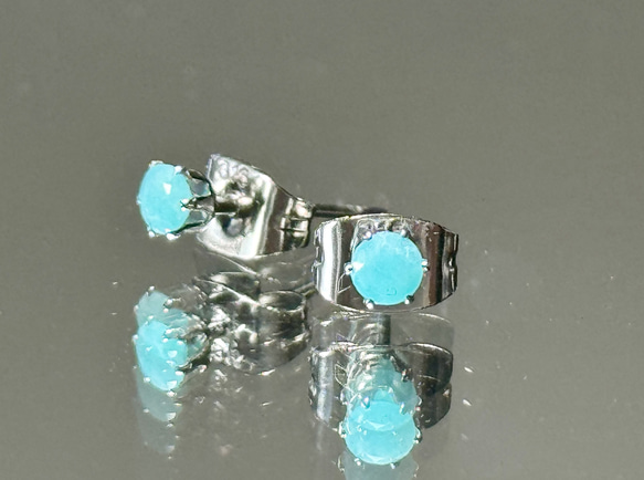 アマゾナイト 〜天の河の石〜 のプチスタッドピアス　サージカルステンレス316L 8枚目の画像