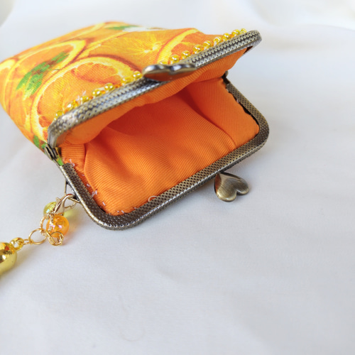 美味しそうなオレンジ☆がま口 爽やかポーチ アスティンムーラー  