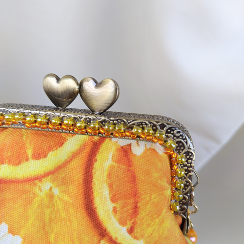 美味しそうなオレンジ☆がま口 爽やかポーチ アスティンムーラー  