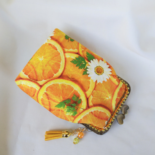 美味しそうなオレンジ☆がま口 爽やかポーチ アスティンムーラー  