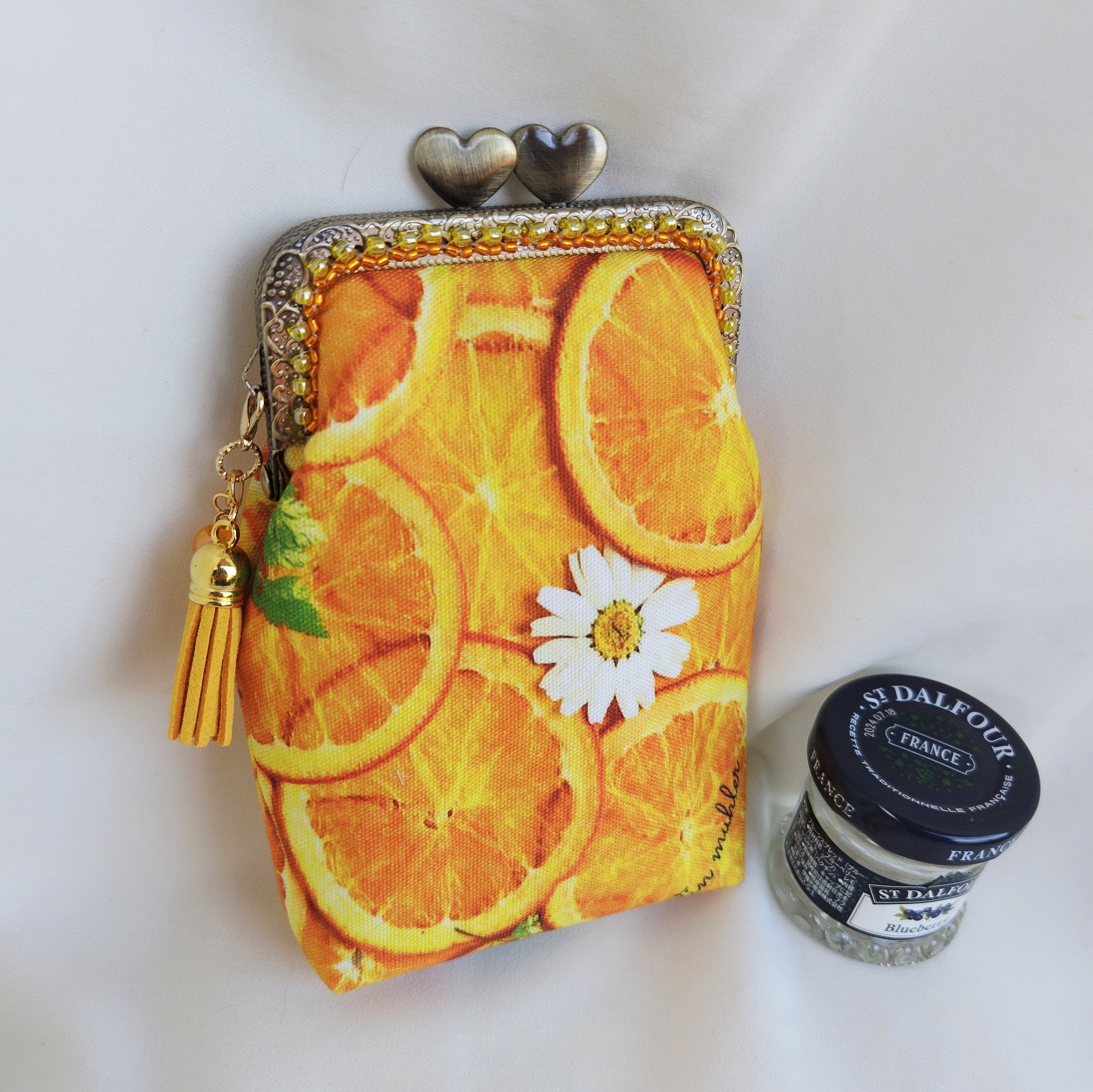 美味しそうなオレンジ☆がま口 爽やかポーチ アスティンムーラー  