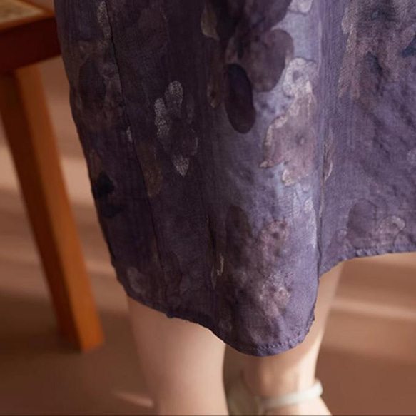 リネン レトロ カーディガン ロングスカート 3枚目の画像