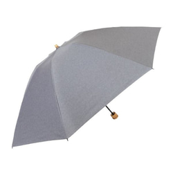 父の日限定 クラシコ 晴雨兼用 メンズ 完全遮光100% 折りたたみ 傘 バンブー 筒 ダンガリー グレー 2枚目の画像