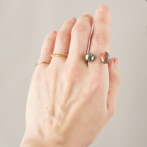 重ね付け 14kgf スキンジュエリー 華奢 ボールチェーン リング 指輪 地