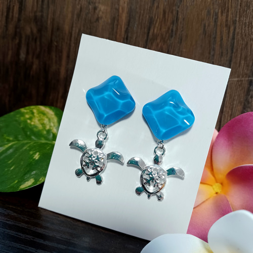 海♡ホヌ ハワイアンジュエリーデザイン ポストピアス ハンドメイド No 