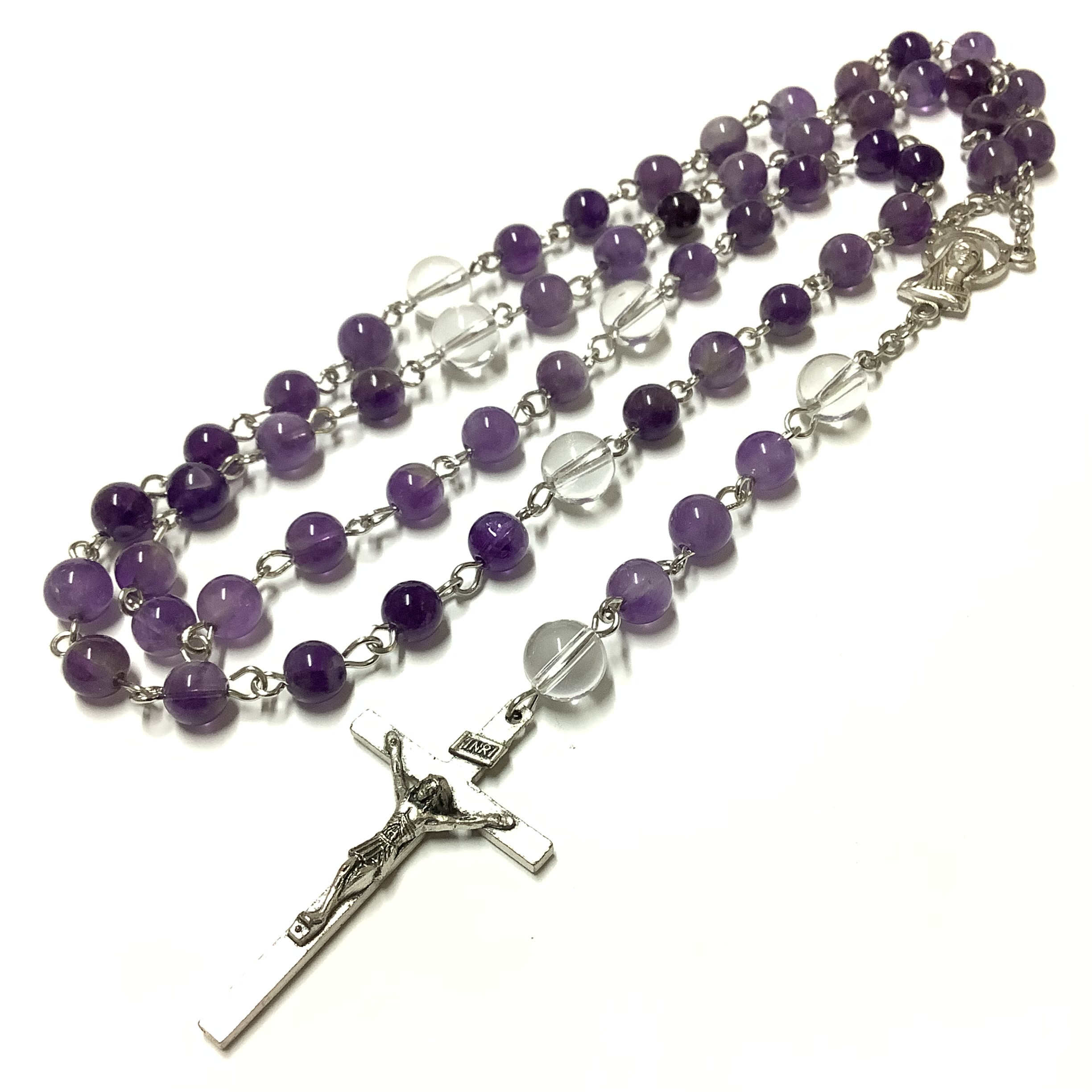 一点物☆送料無料 アンティーク十字架 マリア＆イエス ロザリオ