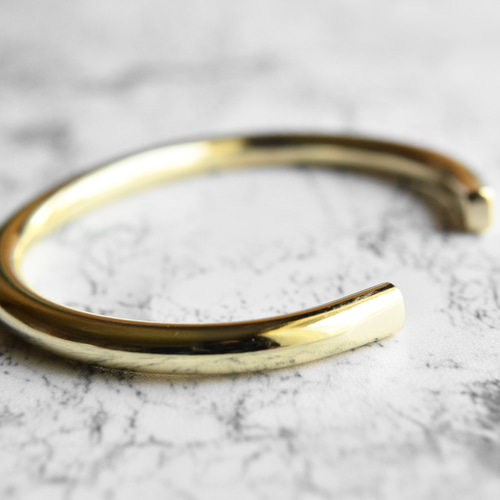 美品！⭐︎イタリア製⭐︎ライオンヘッド ゴールドバングル⭐︎ 育てるバングルφ5㎜ 極太｜真鍮 ゴールド ブラス 太め シンプル