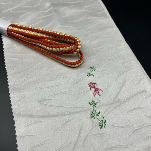 訳アリ】0041半襟・化繊 手書き猫&絹帯締めお洒落半衿 和装小物