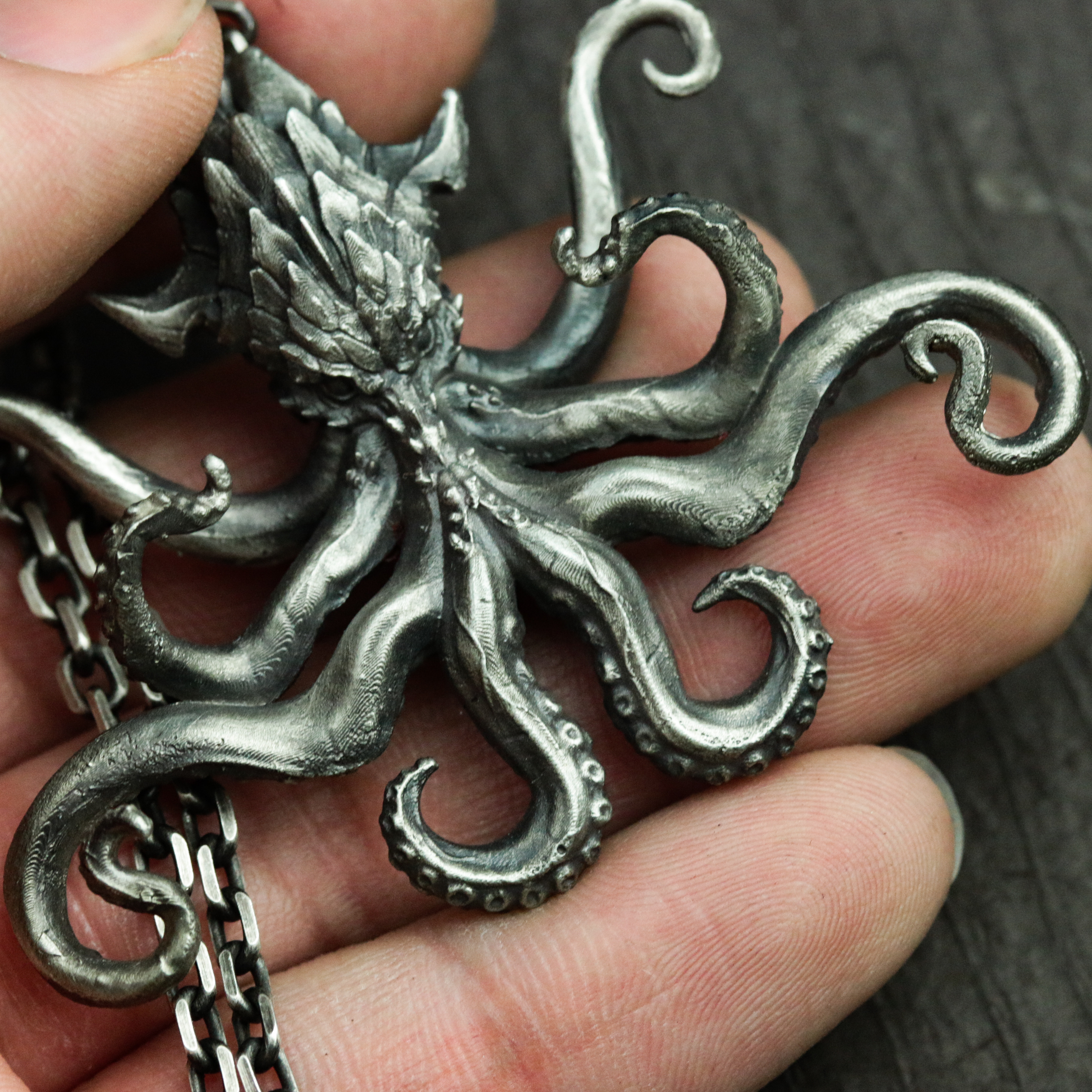 オクトパス クトゥルフ 925 シルバー ペンダント ネックレス、モンスタータコペンダント、ゴシック手作りペンダント