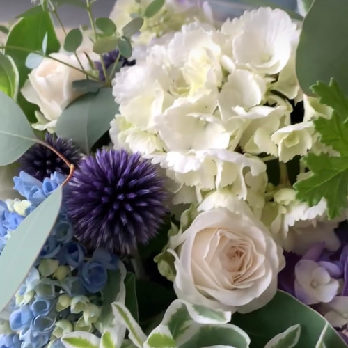 紫陽花のフラワーアレンジメント 誕生花 ブルーのお花 生花 誕生