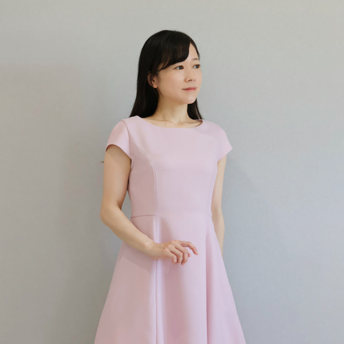 選べる4色!】キャップスリーブ エレガントワンピース【ピンク 選べる4色!】キャップスリーブ エレガントワンピース【ピンク