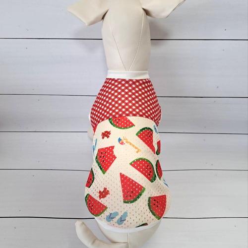 犬服ハンドメイド　メッシュスイカタンク 楽天市場】犬 服 すいか フレンチブルドッグ 夏 メッシュ タンク