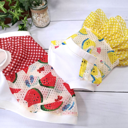 犬服ハンドメイド　メッシュスイカタンク 楽天市場】犬 服 すいか フレンチブルドッグ 夏 メッシュ タンク