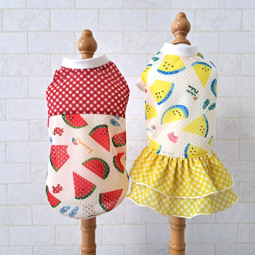 犬服ハンドメイド　メッシュスイカタンク 楽天市場】犬 服 すいか フレンチブルドッグ 夏 メッシュ タンク