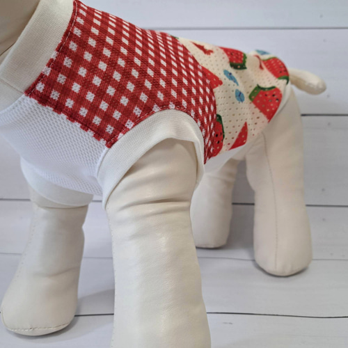 犬服ハンドメイド　メッシュスイカタンク 犬服～ひんやり接触冷感メッシュ生地 スイカの切り替えタンク