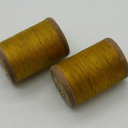 フランスアンティークDMCミニ木製コットン糸巻き2個セット（イエロー） 4枚目の画像