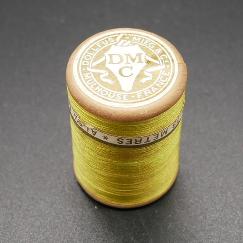 フランスアンティークDMC木製コットン糸巻き（イエロー） 糸