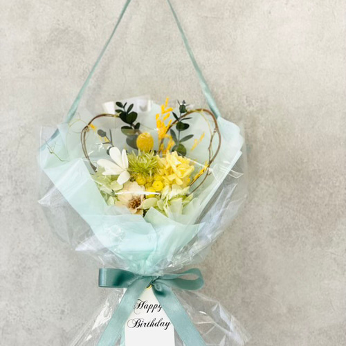 ミミ 花かんむり♡リストブーケ ☆くすみピンク.大輪の薔薇の クラッチブーケ & ワイヤー