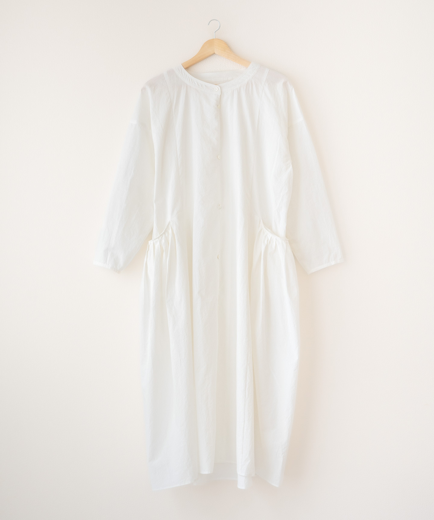 【洗える/柔らか/草木染め】２WAYコットン羽織ワンピース　オフシロ