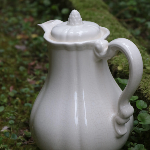 フランスアンティーク サルグミンヌ コンフィチュールポット ホワイト 陶器