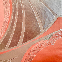 帯のタペストリー　鴇色に舞う鶴　着物リメイク インテリア　掛け軸 　古民家　和モダン　和雑貨　ギフト 7枚目の画像