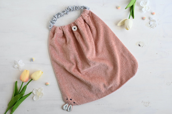 リバーシブルおりこうタオル おりこうエプロン （くすみピンクうさ  