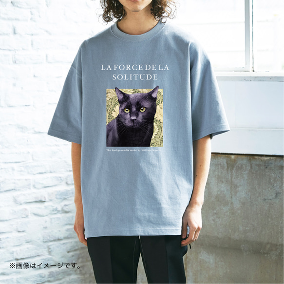 厚みのあるBIGシルエットTシャツ「Black cat」/送料無料 1枚目の画像