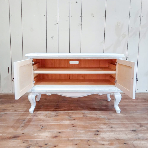 かわいい猫足テレビボード ネコ足 猫脚 白家具 姫家具 オーダーメイド