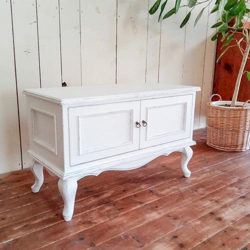 かわいい猫足テレビボード ネコ足 猫脚 白家具 姫家具 オーダーメイド