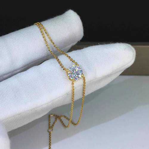 newデザイン】1カラット モアサナイト ブレスレット K18YG 