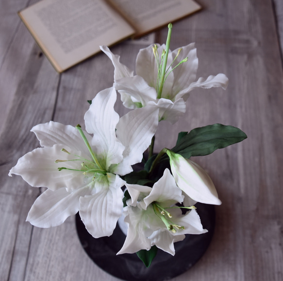 ◆粘土のお花◆　カサブランカ　ユリ　クラウド・ドロップベース　B992 6枚目の画像