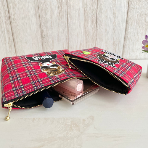 サングラスガールズ タータンチェックポーチ ハート ポーチ