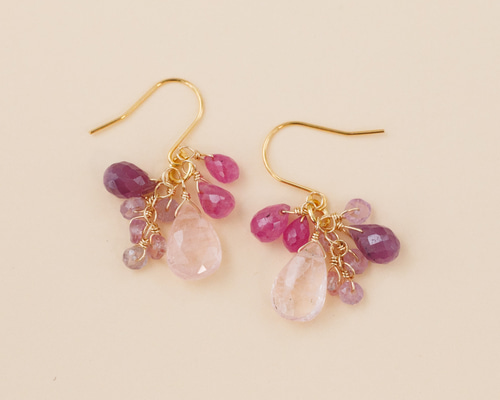 モルガナイト ルビー スタールビー ピンクサファイア ピアス