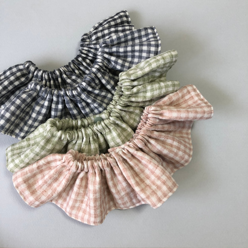 人気item♡【 gingham frill bib 】スタイ シンプル 韓国 フリルスタイ