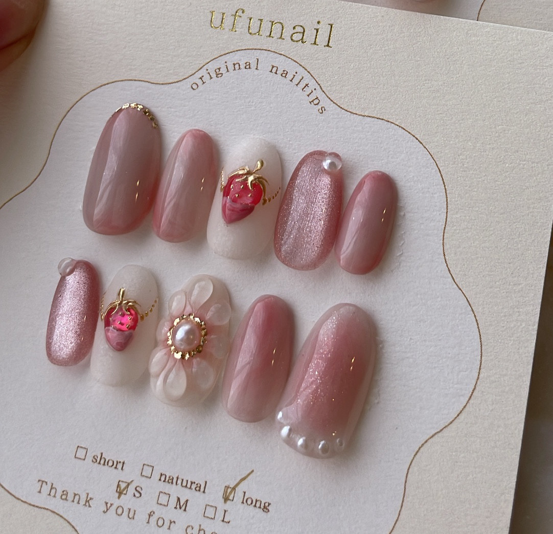 magnet strawberry necklace nail