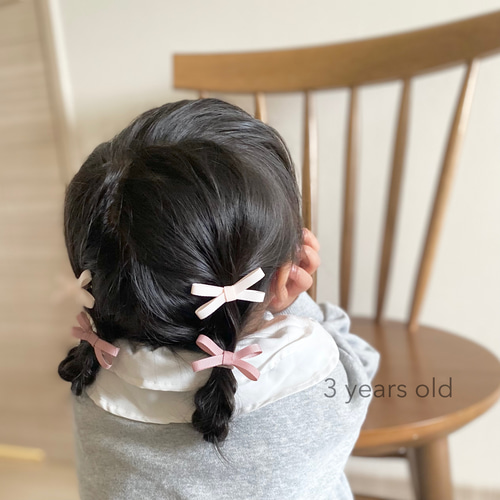 2個セット】くすみカラー♡リボン ヘアゴム キッズ ベビー セレモニー