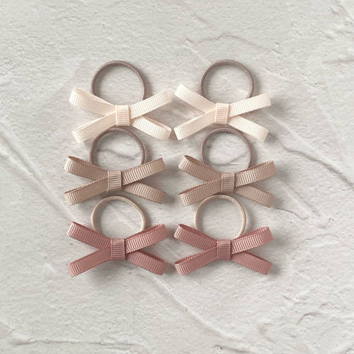 2個セット】くすみカラー♡リボン ヘアゴム キッズ ベビー セレモニー