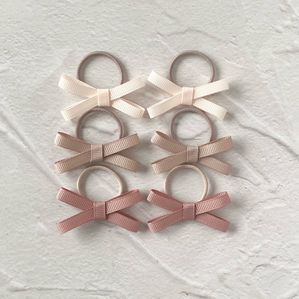 2個セット】くすみカラー♡リボン ヘアゴム キッズ ベビー セレモニー