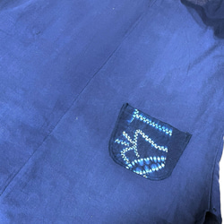 送料無料 着物 リメイク 古布 藍染 絞り ブラウス フリー ハンドメイド 3枚目の画像