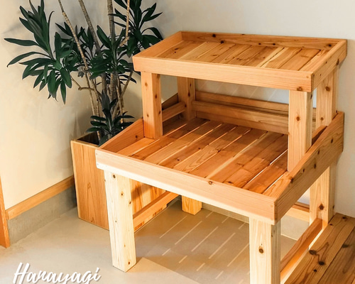 木製 野菜棚（本体+上置台セット）』ディスプレイ 商品棚 天然木 無垢